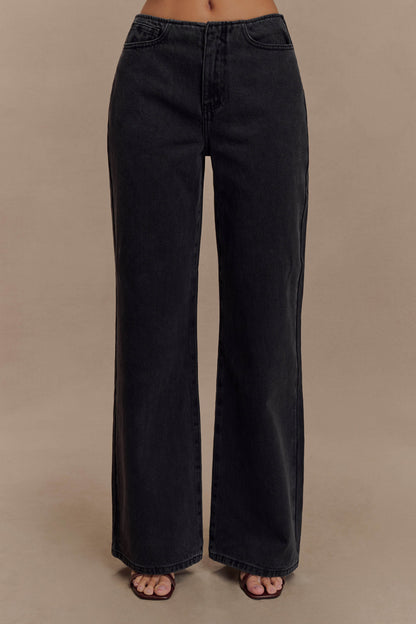 Caitlin Mid Rise Denim Jeans - Washed Black