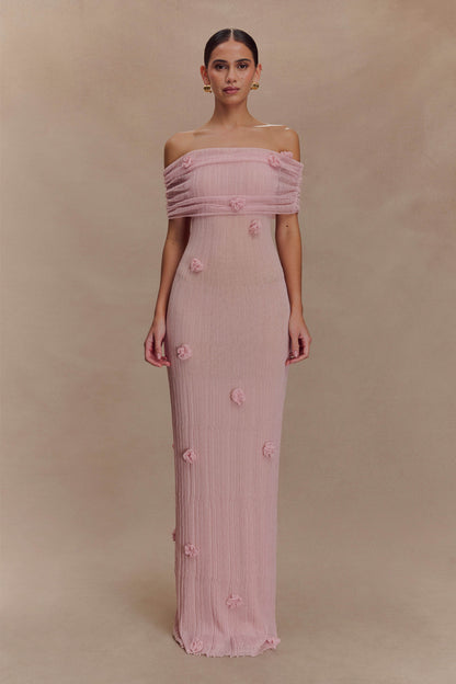 Brynn Orchid Knit Maxi Dress - Pastel Pink