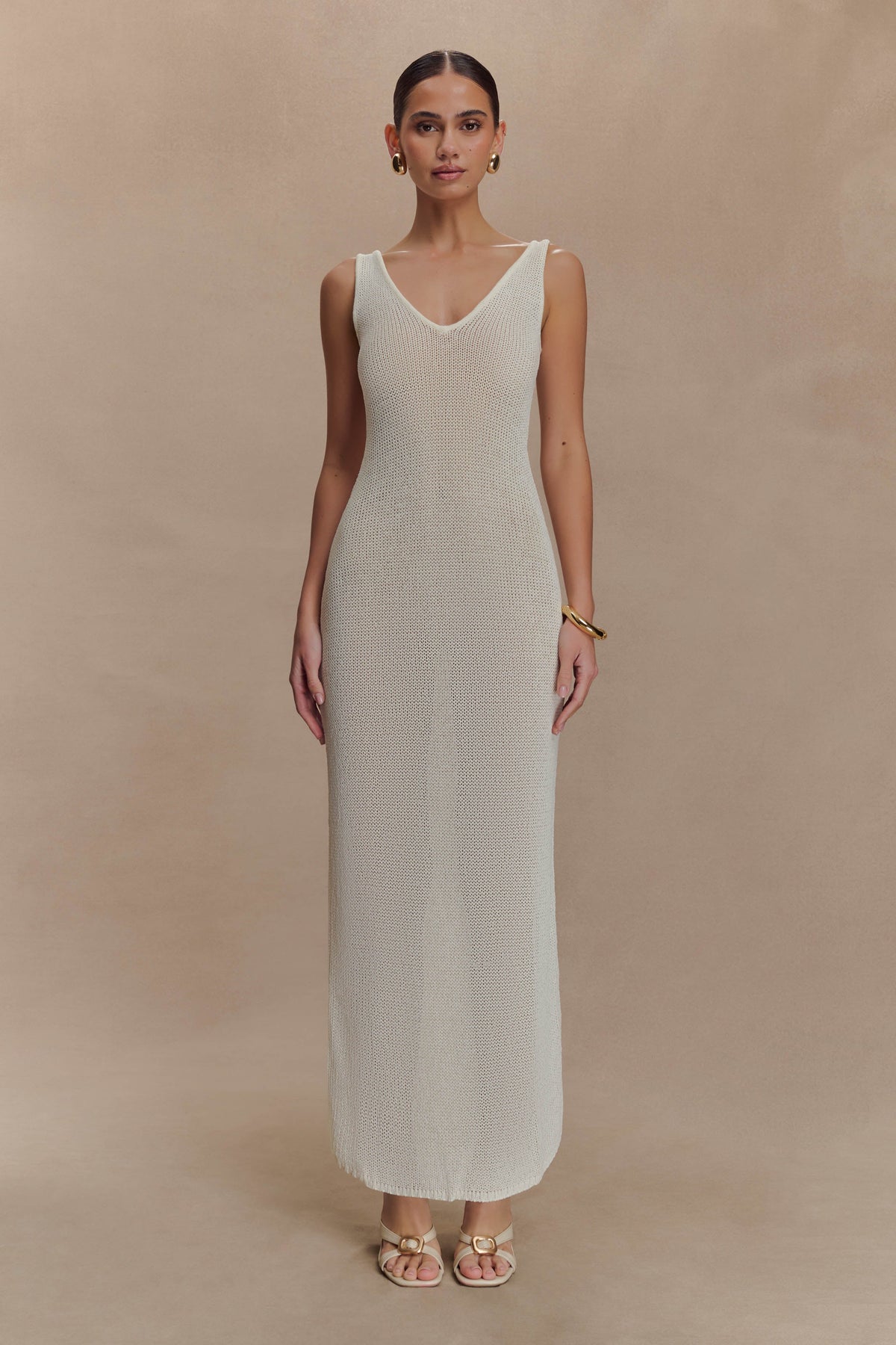 Ari Tape Yarn Knit Maxi Dress - White