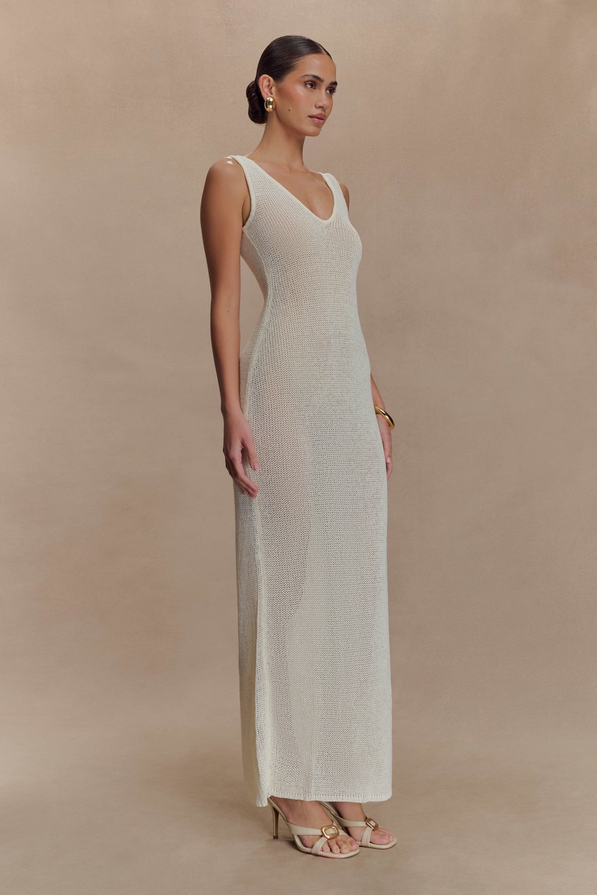 Ari Tape Yarn Knit Maxi Dress - White