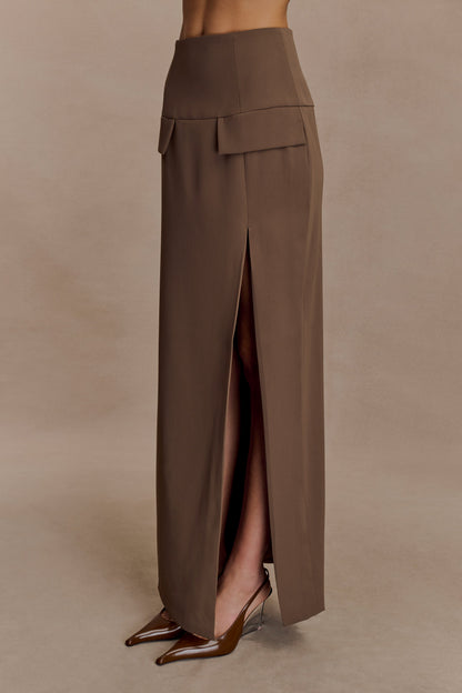 Cassie Column Maxi Skirt - Cacao Brown