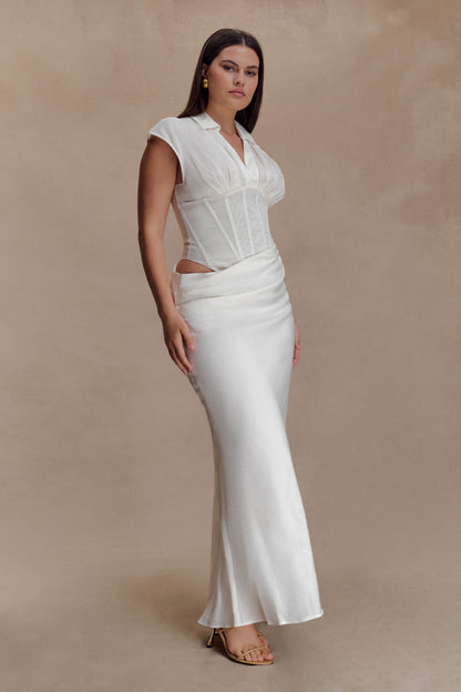 Saphira Shirt Corset Maxi Dress - White