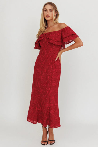 Beauty Within On-Off-Shoulder Maxi Dress Wine