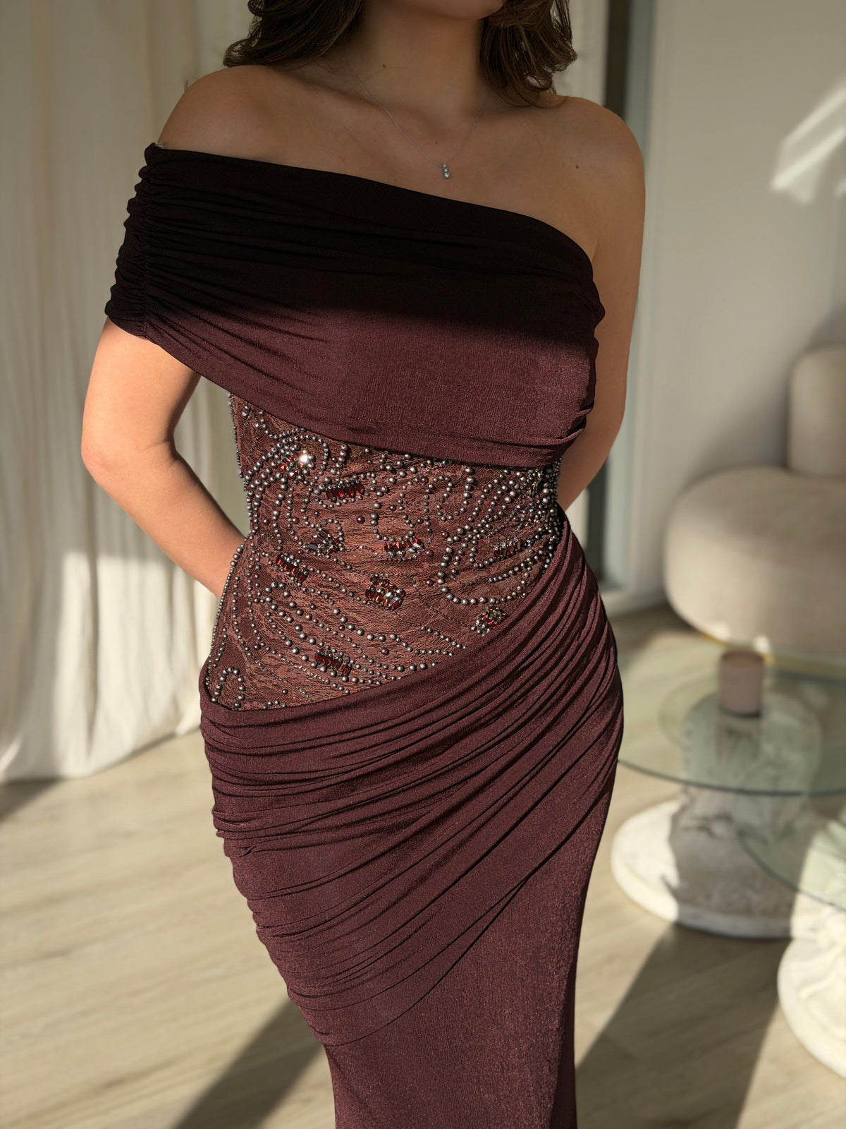 The Lirena dress brown plum