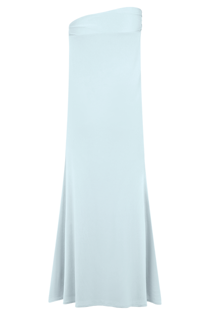 Ainsley Asymmetrical Maxi Skirt With Floral Hardware - Pale Blue