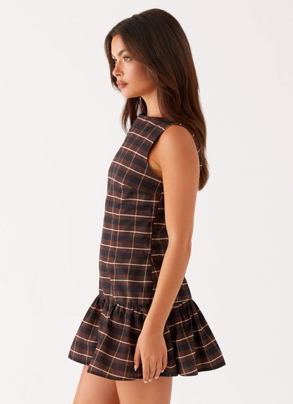 Arizona Mini Dress - Brown Black Check