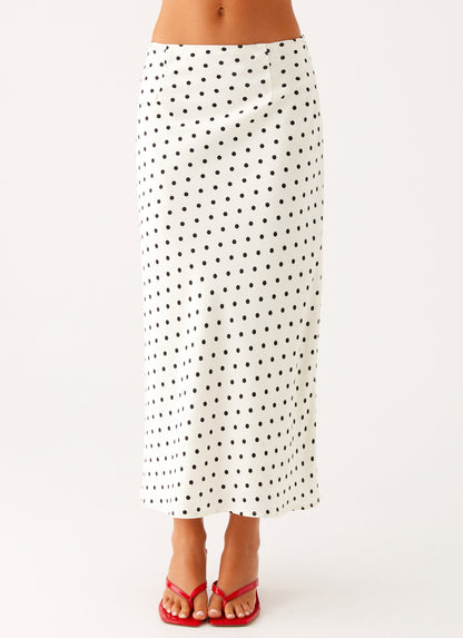 Breanne Midi Skirt - White Polka Dot