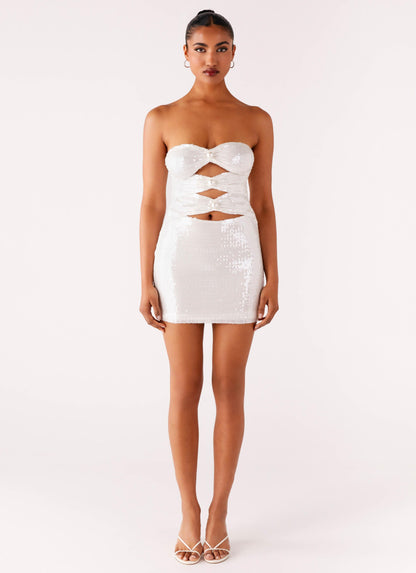 Clyra Sequin Mini Dress - Ivory
