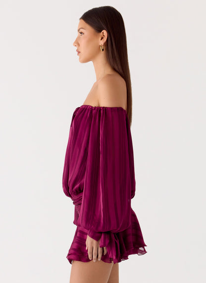 Eira Balloon Sleeve Mini Dress - Plum