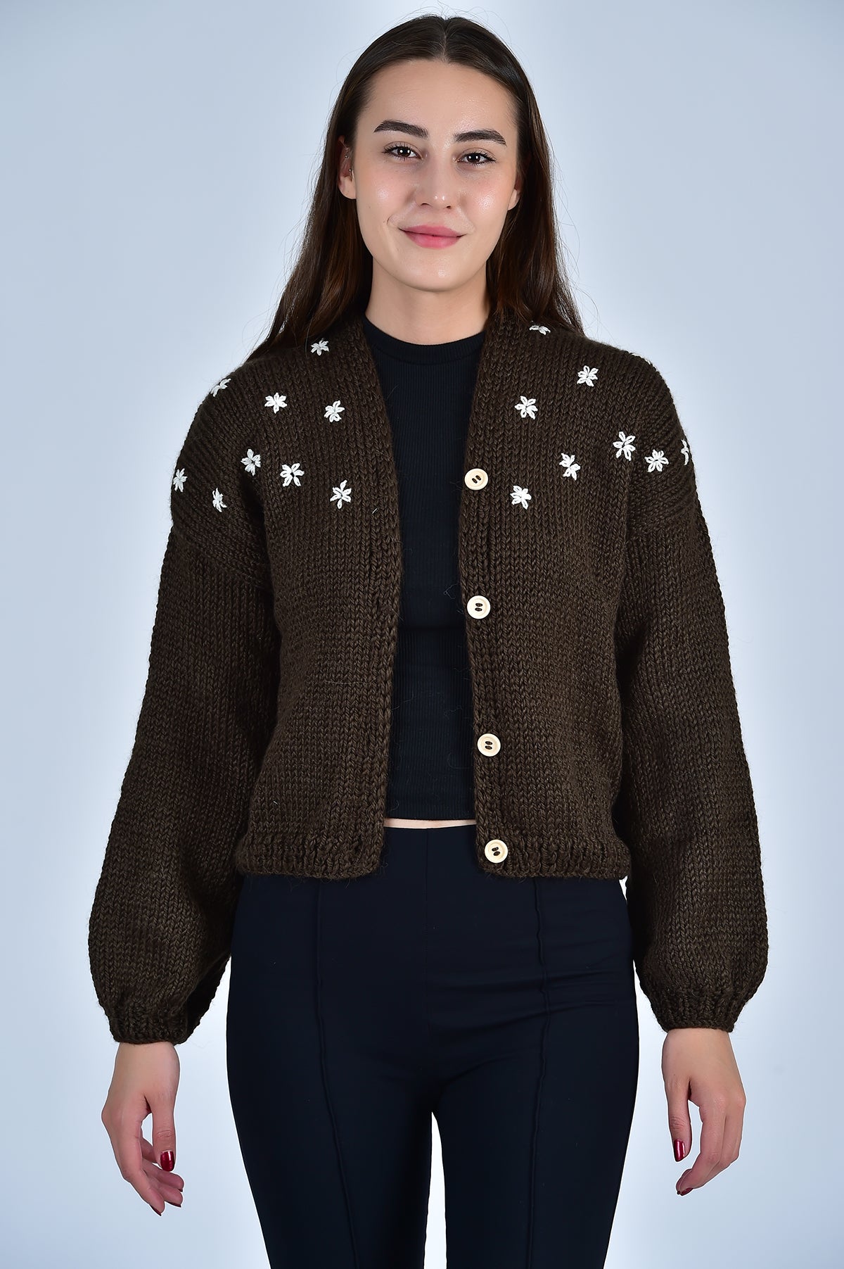 SISTER BLOOM WHITE FLORAL Button Front Cardigan