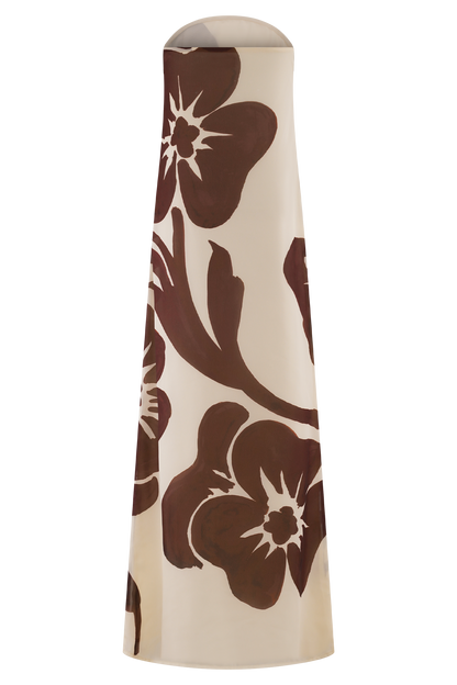 Amaya Strapless Chiffon Maxi Dress - Brown Deco Fleur Print