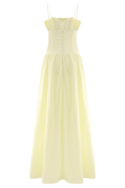 Janis Cotton Frill Maxi Dress - Lemon