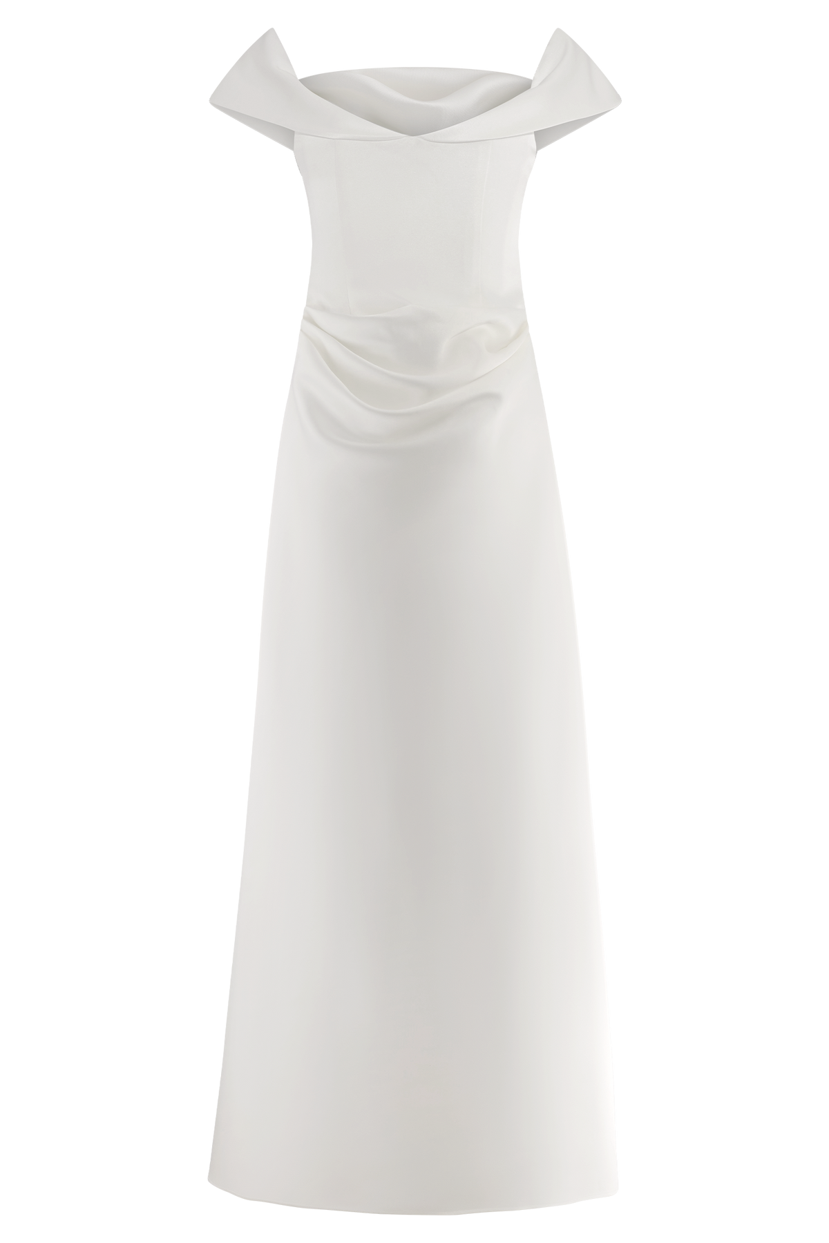 Luna Satin Off Shoulder Gown - White