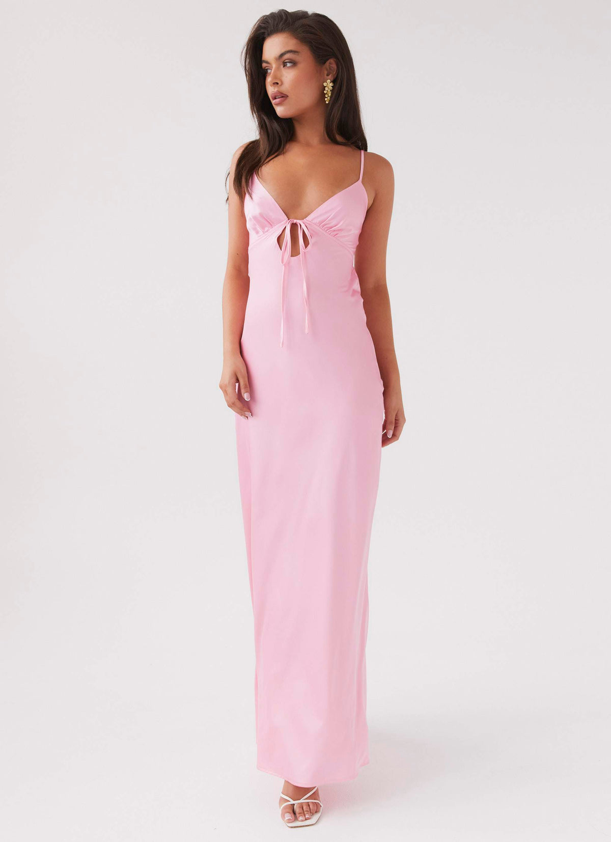 Flora Satin Maxi Dress - Candy