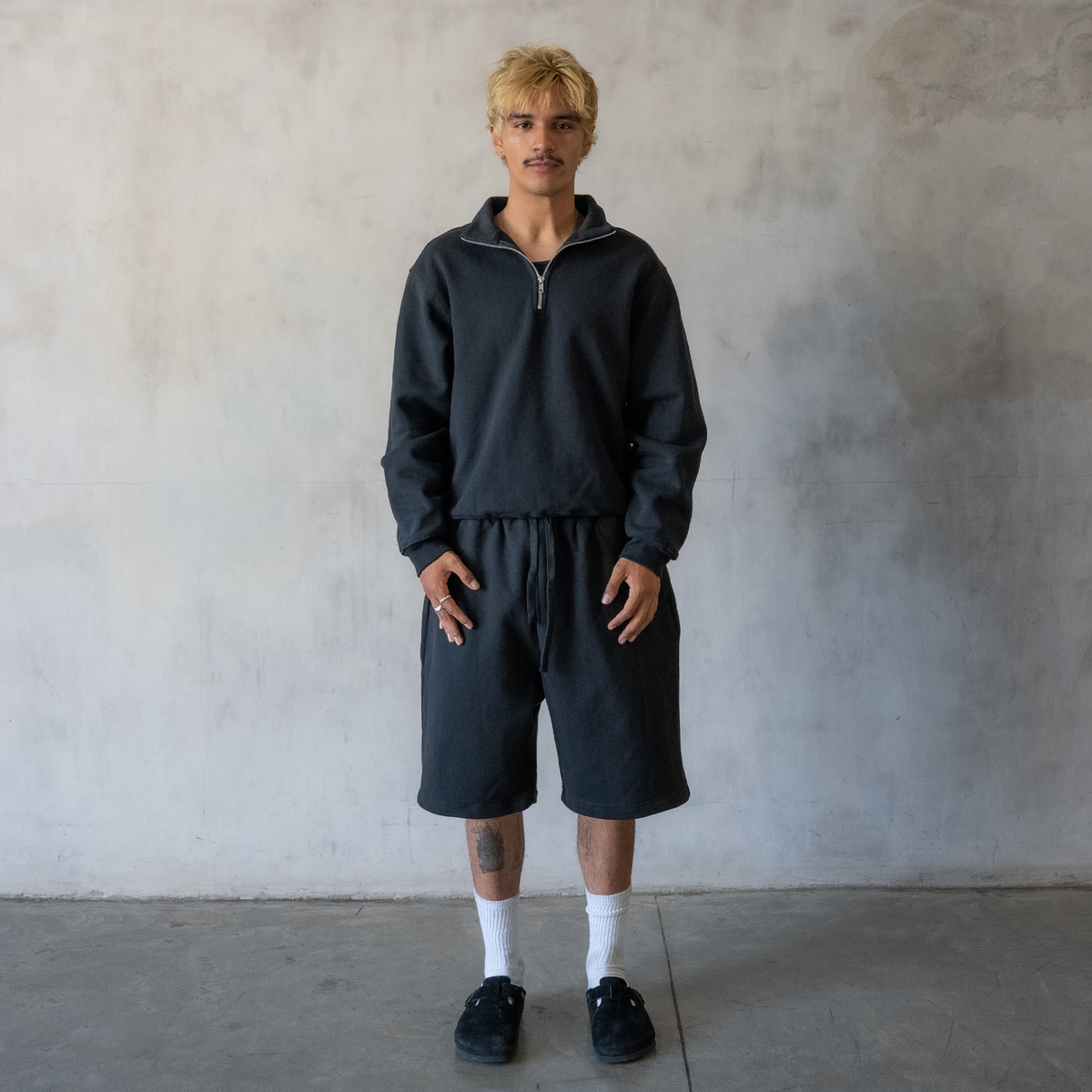 600 GSM 'Black' Quarter Zip Sweatshirt