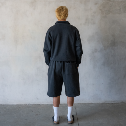 600 GSM 'Black' Quarter Zip Sweatshirt