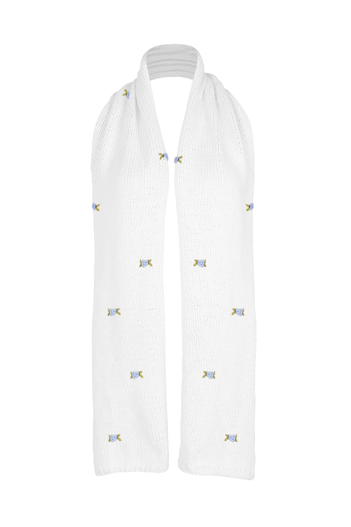 WINTER BLOOM BLUE ROSE Wool Scarf